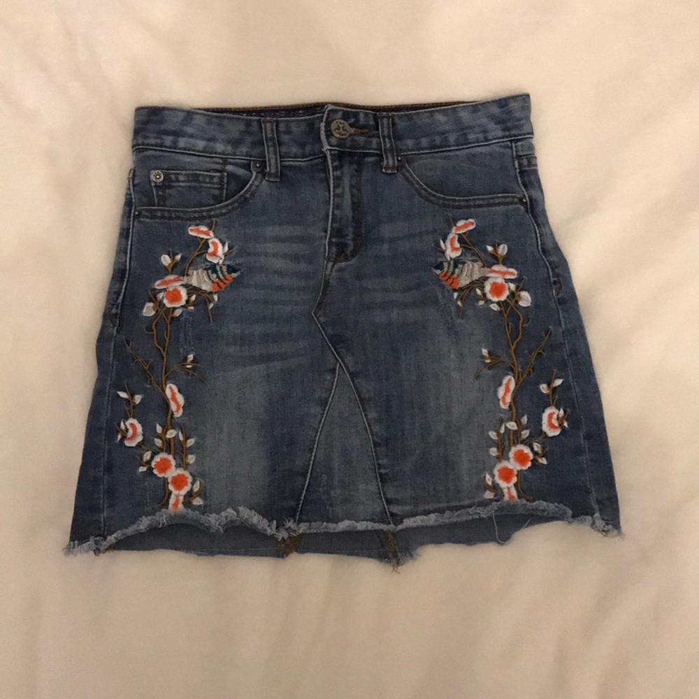 denim mini skirt